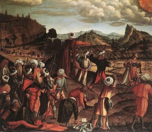 Carpaccio: La lapidazione di Santo Stefano, 149 x 170, anno 1520, Staatsgalerie, Stoccarda.