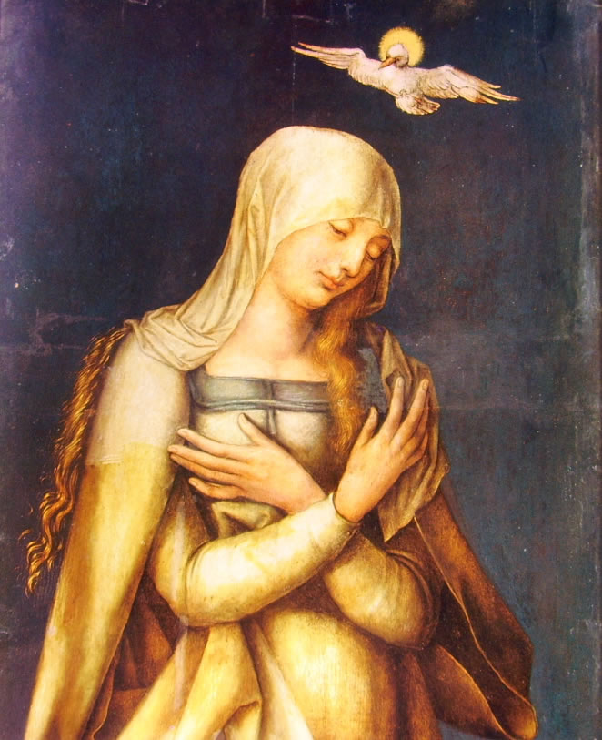 Albrecht Dürer (bottega): Altare di Paumgartner - Vergine Annunziata
