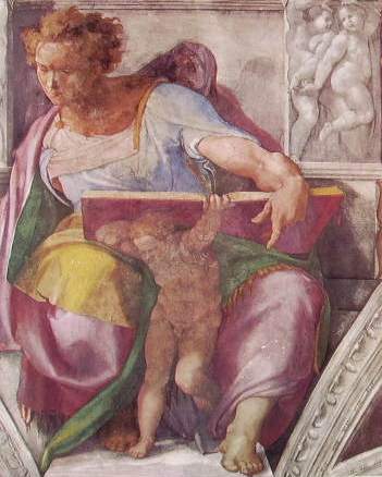 Michelangelo - V.ta della Cappella Sistina, particolare del profeta Daniele