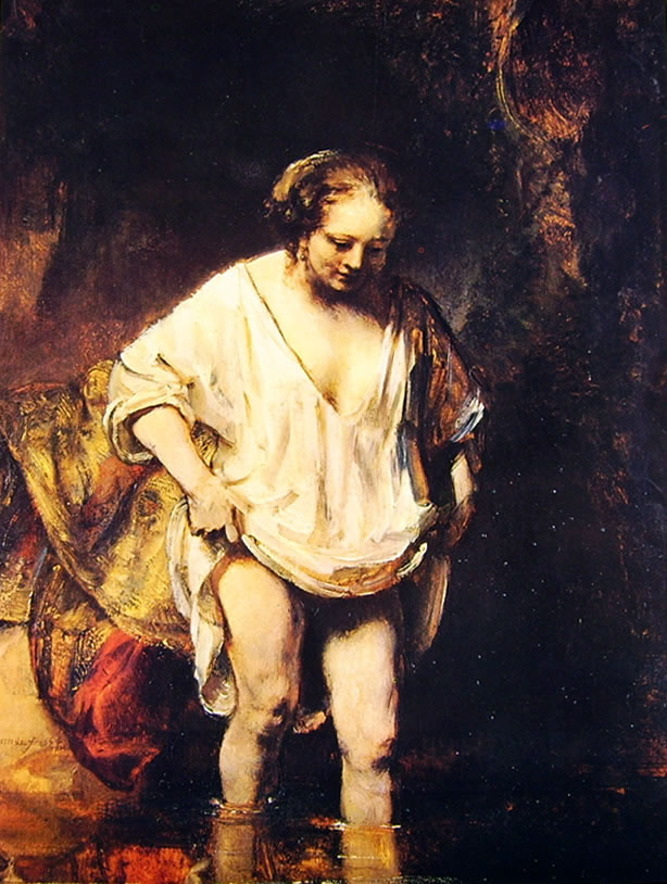 Rembrandt Harmenszoon Van Rijn: La giovane che si bagna in un ruscello