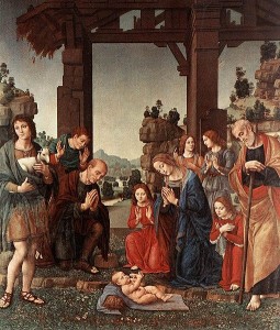 Lorenzo Credi: Adorazione dei pastori, anno 1510 circa, olio su tavola, 224 x 196 cm., Galleria degli Uffizi, Firenze.
