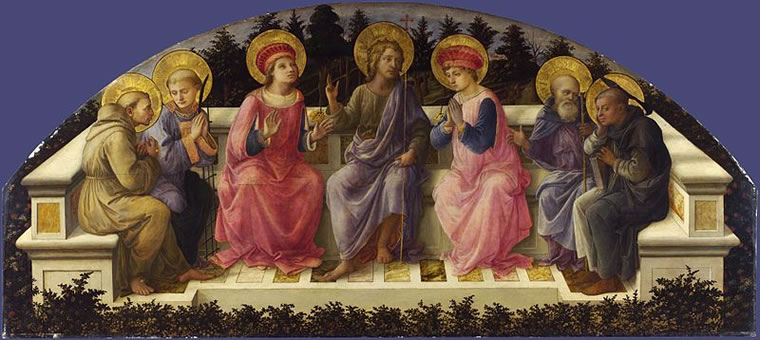 Filippo Lippi: Sette santi (Londra), 1453-59, cm. 68 x 151,5
