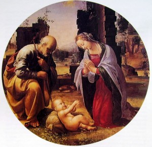 Fra' Bartolomeo: Adorazione del Bambino, diam. cm. 87, Galleria Borghese, Roma.