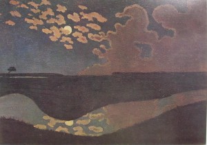 Felix Vallotton: Chiaro di luna, anno 1895, olio su tela cm. 27 x 41, Collezione privata, Milano.